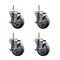 Service Caster 4 Inch Gray Polyurethane Wheel Swivel 34 Inch Threaded Stem Caster Set with Brake SCC SCC-TS20S414-PPUB-TLB-34212-4 - alternate 1